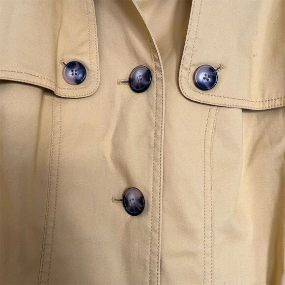 Talbots Women's Yellow Wool Blend Trench Coat Size L Double-Breasted - Picture 3 of 7